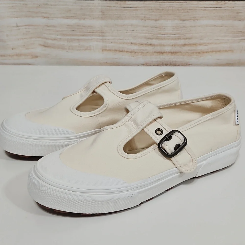 Vans Cream Canvas Slip-On Mary Jane Style 93 Shoe Sneaker 8.5 - Picture 8 of 13